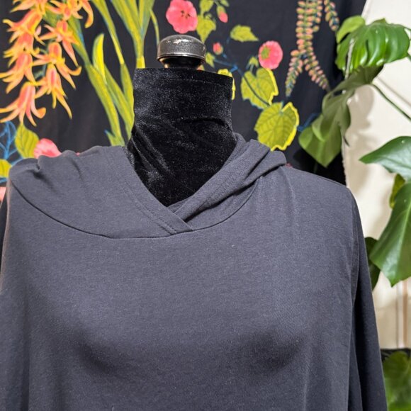 AnyBody French Terry Hooded Sweatshirt with Side Snaps, Black, XL - Picture 6 of 13